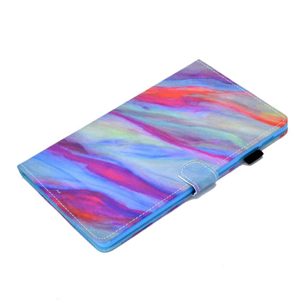 For Galaxy Tab S6 Lite Sewing Thread Horizontal Painted Flat Leather Case with Pen Cover & Anti Skid Strip & Card Slot & Holder(Colorful Marble)-garmade.com