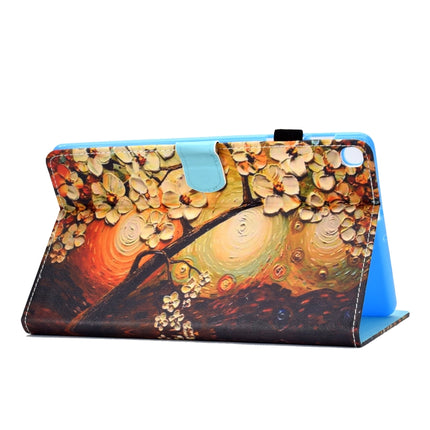 For Galaxy Tab S6 Lite Sewing Thread Horizontal Painted Flat Leather Case with Pen Cover & Anti Skid Strip & Card Slot & Holder(Plum Blossom)-garmade.com