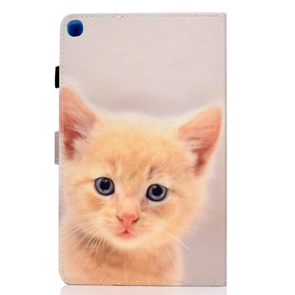 For Galaxy Tab S6 Lite Sewing Thread Horizontal Painted Flat Leather Case with Pen Cover & Anti Skid Strip & Card Slot & Holder(Cute Cat)-garmade.com