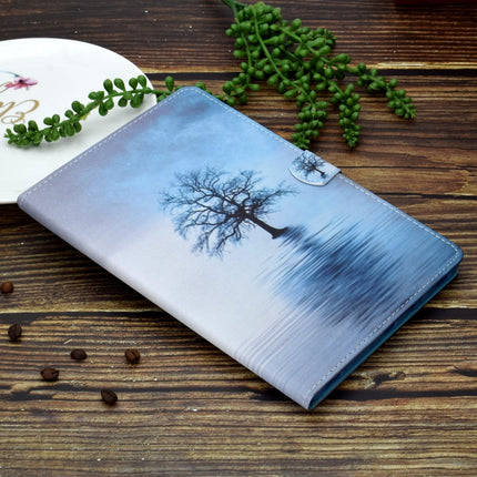 For Galaxy Tab S6 Lite Sewing Thread Horizontal Painted Flat Leather Case with Pen Cover & Anti Skid Strip & Card Slot & Holder(Tree In Water)-garmade.com