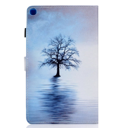 For Galaxy Tab S6 Lite Sewing Thread Horizontal Painted Flat Leather Case with Pen Cover & Anti Skid Strip & Card Slot & Holder(Tree In Water)-garmade.com