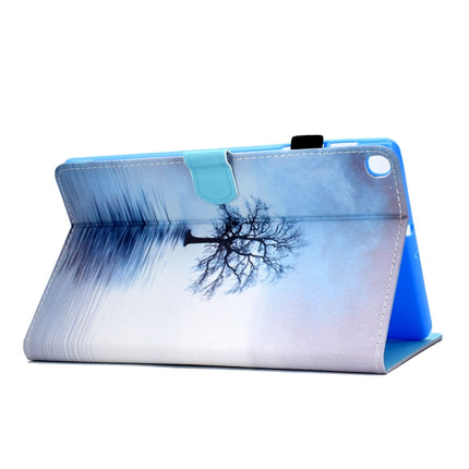 For Galaxy Tab S6 Lite Sewing Thread Horizontal Painted Flat Leather Case with Pen Cover & Anti Skid Strip & Card Slot & Holder(Tree In Water)-garmade.com