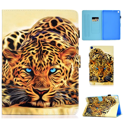 For Galaxy Tab S6 Lite Sewing Thread Horizontal Painted Flat Leather Case with Pen Cover & Anti Skid Strip & Card Slot & Holder(Lion)-garmade.com