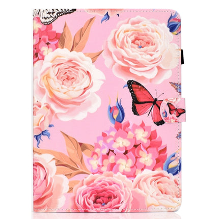 For Galaxy Tab S6 Lite Sewing Thread Horizontal Painted Flat Leather Case with Pen Cover & Anti Skid Strip & Card Slot & Holder(Flower Butterfly)-garmade.com