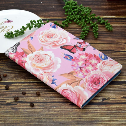 For Galaxy Tab S6 Lite Sewing Thread Horizontal Painted Flat Leather Case with Pen Cover & Anti Skid Strip & Card Slot & Holder(Flower Butterfly)-garmade.com