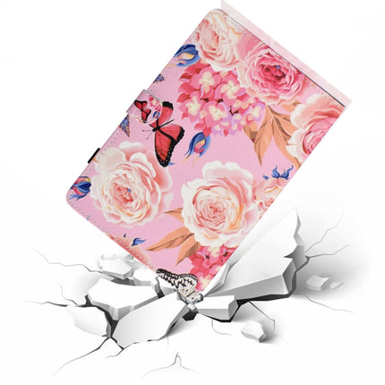 For Galaxy Tab S6 Lite Sewing Thread Horizontal Painted Flat Leather Case with Pen Cover & Anti Skid Strip & Card Slot & Holder(Flower Butterfly)-garmade.com