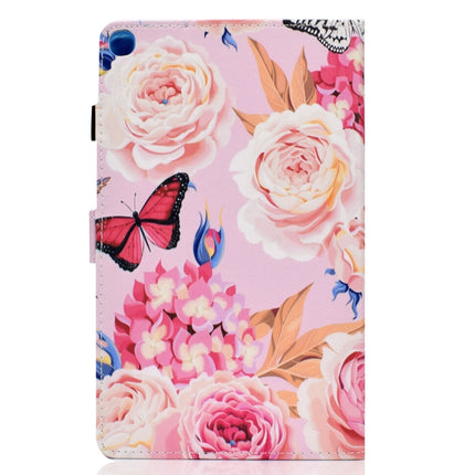 For Galaxy Tab S6 Lite Sewing Thread Horizontal Painted Flat Leather Case with Pen Cover & Anti Skid Strip & Card Slot & Holder(Flower Butterfly)-garmade.com