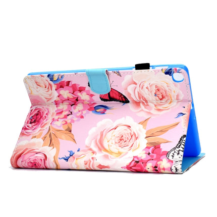 For Galaxy Tab S6 Lite Sewing Thread Horizontal Painted Flat Leather Case with Pen Cover & Anti Skid Strip & Card Slot & Holder(Flower Butterfly)-garmade.com