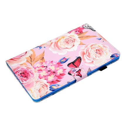 For Galaxy Tab S6 Lite Sewing Thread Horizontal Painted Flat Leather Case with Pen Cover & Anti Skid Strip & Card Slot & Holder(Flower Butterfly)-garmade.com