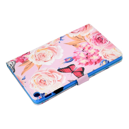 For Galaxy Tab S6 Lite Sewing Thread Horizontal Painted Flat Leather Case with Pen Cover & Anti Skid Strip & Card Slot & Holder(Flower Butterfly)-garmade.com