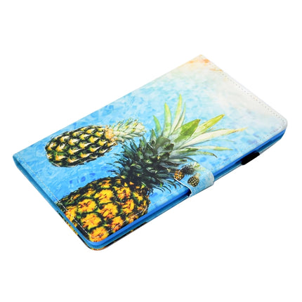 For Galaxy Tab S6 Lite Sewing Thread Horizontal Painted Flat Leather Case with Pen Cover & Anti Skid Strip & Card Slot & Holder(Pineapple)-garmade.com