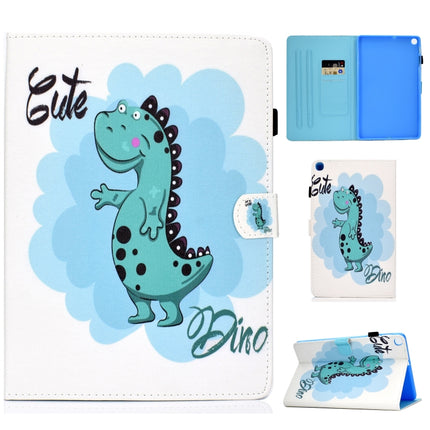 For Galaxy Tab S6 Lite Sewing Thread Horizontal Painted Flat Leather Case with Pen Cover & Anti Skid Strip & Card Slot & Holder(Dinosaur)-garmade.com