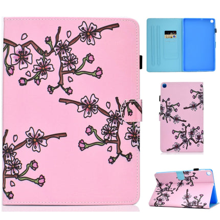 For Galaxy Tab S6 Lite Sewing Thread Horizontal Painted Flat Leather Case with Pen Cover & Anti Skid Strip & Card Slot & Holder(Plum Blossom)-garmade.com