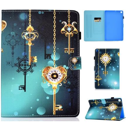 For Galaxy Tab S6 Lite Sewing Thread Horizontal Painted Flat Leather Case with Pen Cover & Anti Skid Strip & Card Slot & Holder(Antique Clock)-garmade.com