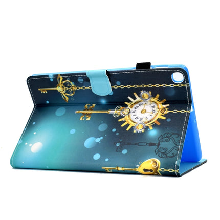For Galaxy Tab S6 Lite Sewing Thread Horizontal Painted Flat Leather Case with Pen Cover & Anti Skid Strip & Card Slot & Holder(Antique Clock)-garmade.com