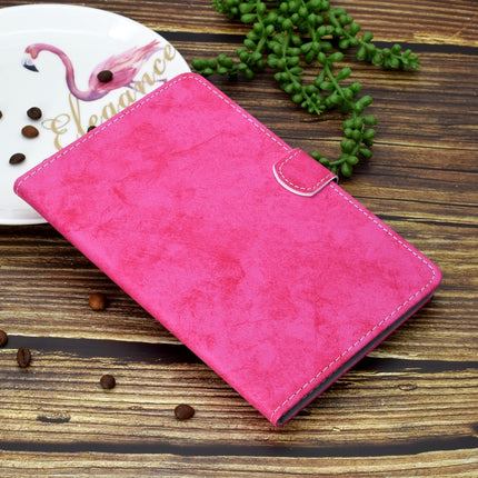 For Galaxy Tab S6 Lite Sewing Thread Horizontal Solid Color Flat Leather Case with Sleep Function & Pen Cover & Anti Skid Strip & Card Slot & Holder(Rose Red)-garmade.com