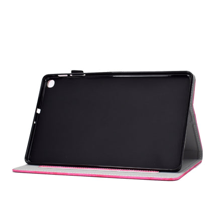 For Galaxy Tab S6 Lite Sewing Thread Horizontal Solid Color Flat Leather Case with Sleep Function & Pen Cover & Anti Skid Strip & Card Slot & Holder(Rose Red)-garmade.com