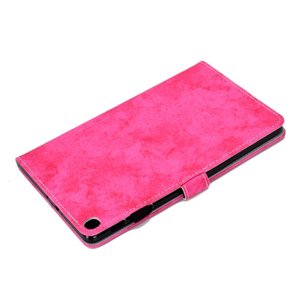 For Galaxy Tab S6 Lite Sewing Thread Horizontal Solid Color Flat Leather Case with Sleep Function & Pen Cover & Anti Skid Strip & Card Slot & Holder(Rose Red)-garmade.com