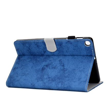 For Galaxy Tab S6 Lite Sewing Thread Horizontal Solid Color Flat Leather Case with Sleep Function & Pen Cover & Anti Skid Strip & Card Slot & Holder(Blue)-garmade.com