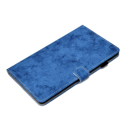 For Galaxy Tab S6 Lite Sewing Thread Horizontal Solid Color Flat Leather Case with Sleep Function & Pen Cover & Anti Skid Strip & Card Slot & Holder(Blue)-garmade.com