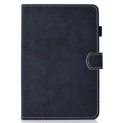 For Galaxy Tab S6 Lite Sewing Thread Horizontal Solid Color Flat Leather Case with Sleep Function & Pen Cover & Anti Skid Strip & Card Slot & Holder(Navy)-garmade.com