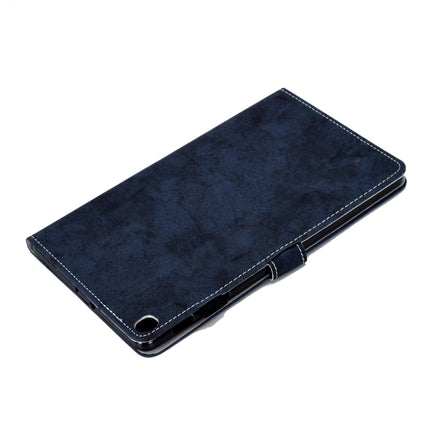 For Galaxy Tab S6 Lite Sewing Thread Horizontal Solid Color Flat Leather Case with Sleep Function & Pen Cover & Anti Skid Strip & Card Slot & Holder(Navy)-garmade.com