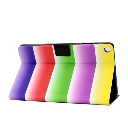 For Galaxy Tab S6 Lite Sewing Thread Horizontal Painted Flat Leather Case with Sleep Function & Pen Cover & Anti Skid Strip & Card Slot & Holder(Rainbow)-garmade.com