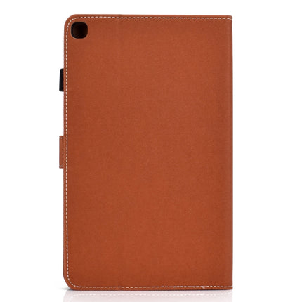 For Galaxy Tab S6 Lite Sewing Thread Horizontal Solid Color Flat Leather Case with Sleep Function & Pen Cover & Anti Skid Strip & Card Slot & Holder(Light Star Brown)-garmade.com