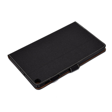 For Galaxy Tab S6 Lite Sewing Thread Horizontal Solid Color Flat Leather Case with Sleep Function & Pen Cover & Anti Skid Strip & Card Slot & Holder(Light Star Black)-garmade.com