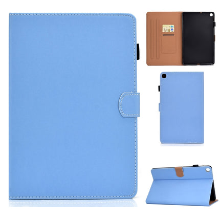 For Galaxy Tab S6 Lite Sewing Thread Horizontal Solid Color Flat Leather Case with Sleep Function & Pen Cover & Anti Skid Strip & Card Slot & Holder(Light Star Blue)-garmade.com