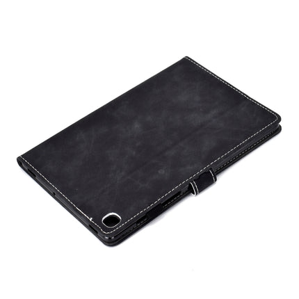 For Galaxy Tab S6 Lite Sewing Thread Horizontal Painted Flat Leather Case with Pen Cover & Anti Skid Strip & Card Slot & Holder(Black)-garmade.com