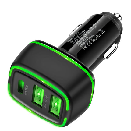 ACC-178 30W Dual USB+USB-C/Type-C Fast Charge Car Charger(Black)-garmade.com