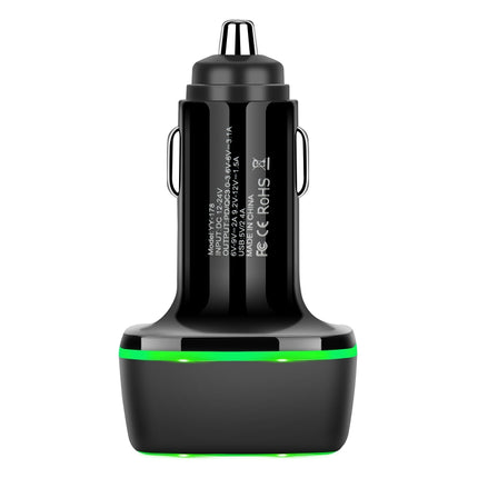 ACC-178 30W Dual USB+USB-C/Type-C Fast Charge Car Charger(Black)-garmade.com