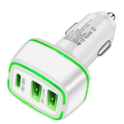 ACC-178 30W Dual USB+USB-C/Type-C Fast Charge Car Charger(White)-garmade.com