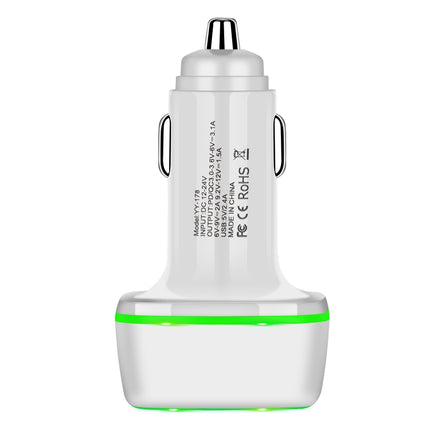 ACC-178 30W Dual USB+USB-C/Type-C Fast Charge Car Charger(White)-garmade.com