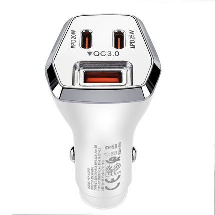 ACC-319PD 45W USB+Dual Type-C Fast Charge Car Charger(White)-garmade.com