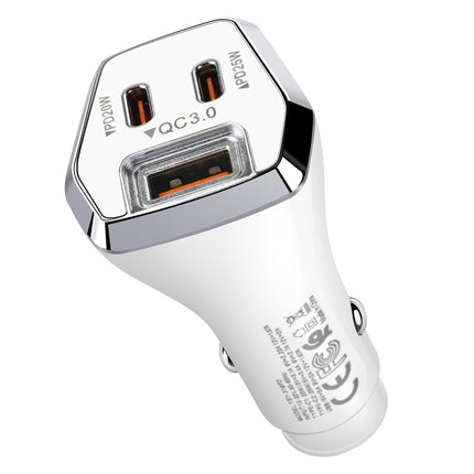 ACC-319PD 45W USB+Dual Type-C Fast Charge Car Charger(White)-garmade.com