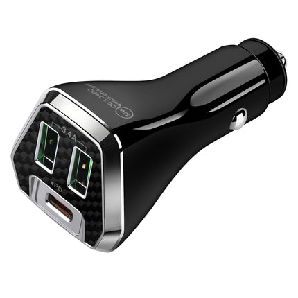 ACC-320PD 35W Dual USB+USB-C/Type-C Fast Charge Car Charger(Black)-garmade.com