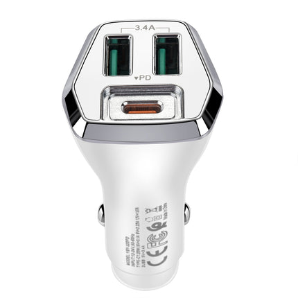 ACC-320PD 35W Dual USB+USB-C/Type-C Fast Charge Car Charger(White)-garmade.com