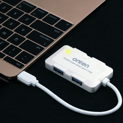 Onten OTN-9102 4-port USB3.0 Portable HUB Docking Station(Black)-garmade.com