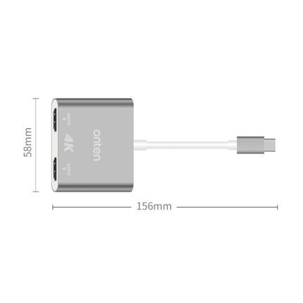 Onten OTN-9175B 4K USB-C / Type-C to Dual HDMI Output Converter(White)-garmade.com