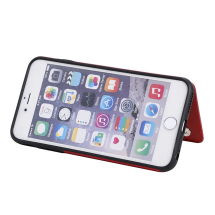 For iPhone 6 Plus Butterfly Embossing Pattern Shockproof Protective Case with Holder & Card Slots & Photo Frame(Red)-garmade.com