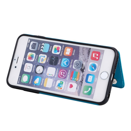 For iPhone 6 Plus Butterfly Embossing Pattern Shockproof Protective Case with Holder & Card Slots & Photo Frame(Blue)-garmade.com
