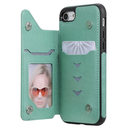 For iPhone 7 & 8 Butterfly Embossing Pattern Shockproof Protective Case with Holder & Card Slots & Photo Frame(Green)-garmade.com