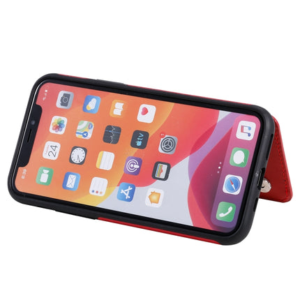 For iPhone 11 Pro Butterfly Embossing Pattern Shockproof Protective Case with Holder & Card Slots & Photo Frame(Red)-garmade.com