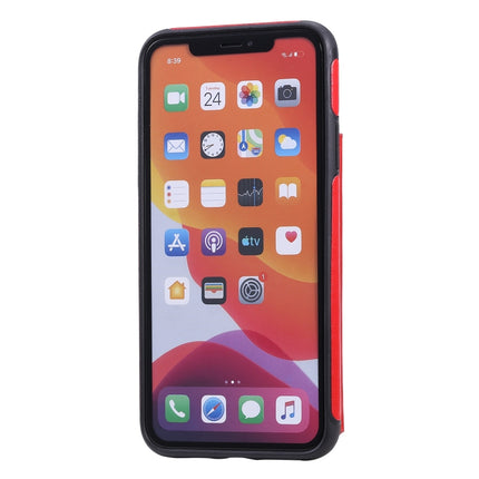 For iPhone 11 Pro Max Butterfly Embossing Pattern Shockproof Protective Case with Holder & Card Slots & Photo Frame(Red)-garmade.com