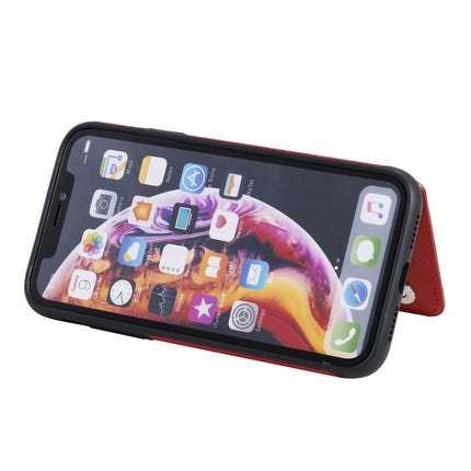 For iPhone XR Butterfly Embossing Pattern Shockproof Protective Case with Holder & Card Slots & Photo Frame(Red)-garmade.com