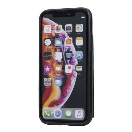 For iPhone XR Butterfly Embossing Pattern Shockproof Protective Case with Holder & Card Slots & Photo Frame(Black)-garmade.com