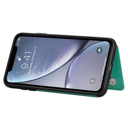 For iPhone XS Max Butterfly Embossing Pattern Shockproof Protective Case with Holder & Card Slots & Photo Frame(Green)-garmade.com