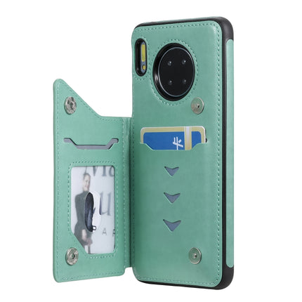 For Huawei Mate30 Butterfly Embossing Pattern Shockproof Protective Case with Holder & Card Slots & Photo Frame(Green)-garmade.com